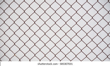 Texture of rusty Wall grille wire on white background