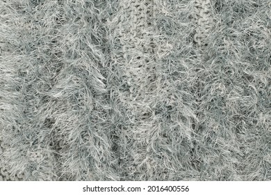 Texture Of A Shag Rug Made Of Synthetic Materials, White Threads.