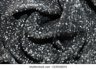 Texture Of Shiny Lurex Fabric Silver And Black Color.