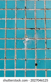 Texture Of Small Mosaic Tiles And Cement Close Up