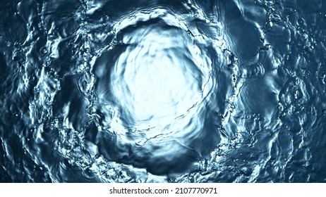 Texture of splashing water surface, top shot, tunnel shape. Abstract beverage background, freeze motion. - Shutterstock ID 2107770971
