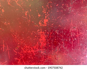 Texture Of Steel Table. Painted In Red. Metal Floor Heavy Duty For Abstract Background And Wallpaper.