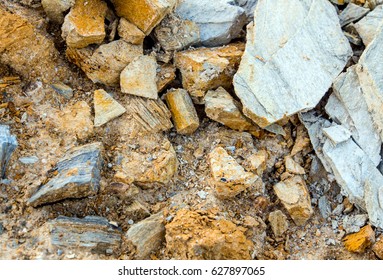 Texture Of Stone And Soil On Rocky Mountain Soil