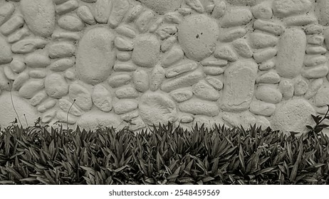 The texture of the stone wall is shaped like flowers and ornamental plants. - Powered by Shutterstock