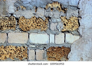 Texture stones from an old brick wall   plaster