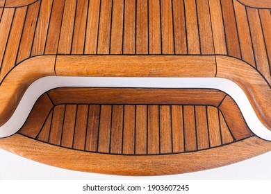 Texture Of Teak Deck On A Yacht Close-up.