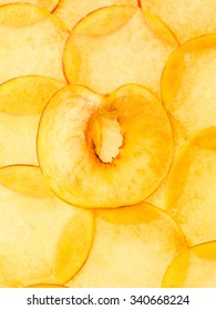 Texture Of Thin Peach Slices Backlit Illuminated