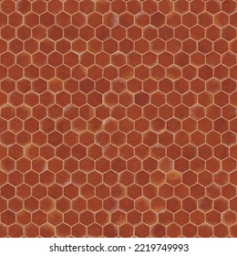 Texture tiles terracotta red hexagon