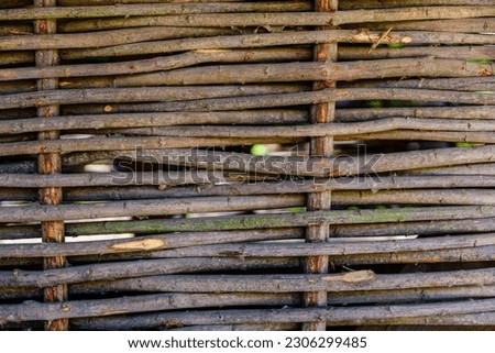 Texture of traditional ukrainian wicker fence for background