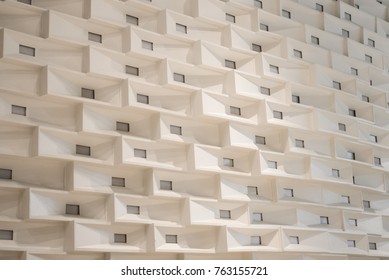 Texture Of Wall In Conference Room Design With Square Pattern With Beautiful Lighting 