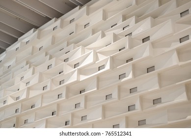 Texture Of Wall In Conference Room  With Square Pattern With Beautiful Lighting 