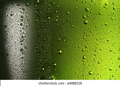 Texture water drops on the bottle of beer. Drops background.