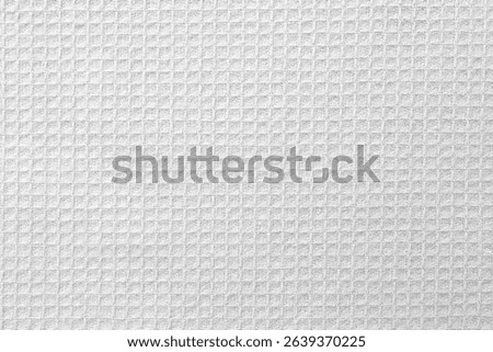 Texture of white fabric with pattern as background, top view