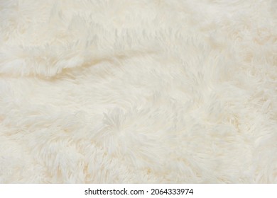 Texture Of White Fleece Blanket Close Up. Home Decor And Comfort Concept.