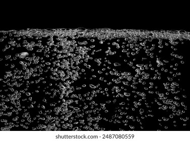 texture white water bubble isolated black background. concept of designing oxygen air underwater, drop small under sea, effect soda transparent. liquid abstract - Powered by Shutterstock