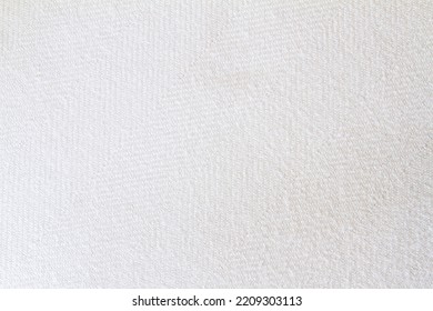 Texture Of  White Woven Fabric; Close Up Of Cream Colored Textile Cloth