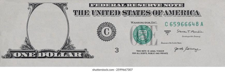 textured 1 US dollar banknote. Elements for design purpose