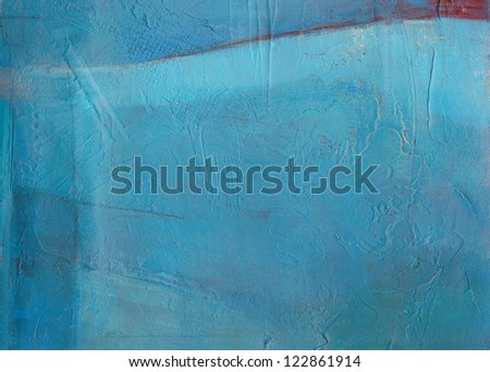 Textured abstract painting. Handpainted blue grunge background.
