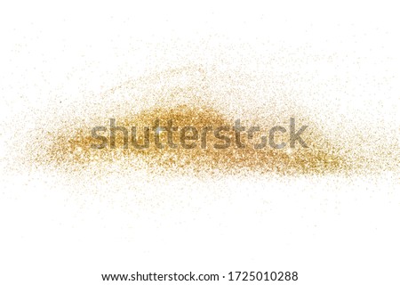 Textured background with golden glitter sparkle on white