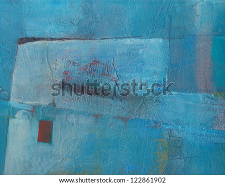 Textured blue abstract painting. Handpainted blue grunge background.