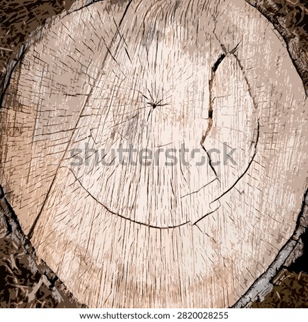 A textured cross-section of a thick tree trunk with cracks and annual rings, imitation of an artist's handiwork