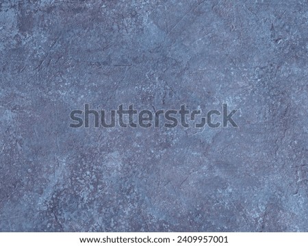 Textured decorative blue and gray plaster imitating an old peeling wall. Grange paint stains on the wall. Abstract illustration. Design template. Stucco, plaster. Empty space.