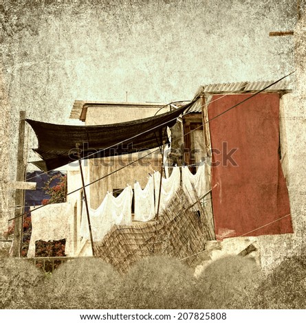 Similar – Image, Stock Photo Drying laundry Village