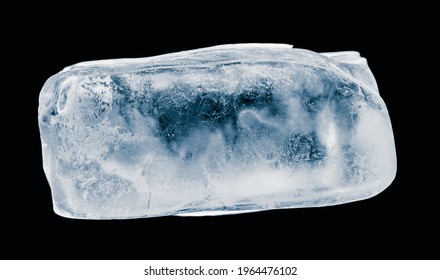 Textured Natural Ice Block, Isolated On Black Background. Clipping Path Included.