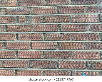 Textured Red Brick Wall With Clean Grout