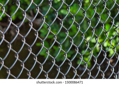 Textured Silver Chain Link Fence Outside.