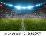 textured soccer game field - center, midfield. 3D Illustration.