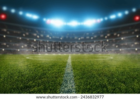 textured soccer game field - center, midfield. 3D Illustration.