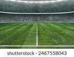 textured soccer game field with neon fog - center, midfield