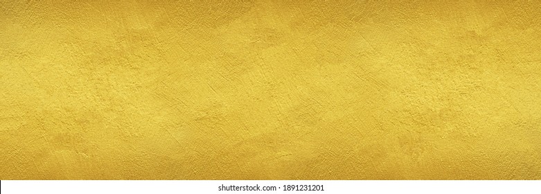 Textured Wall Painted With Gold Color - Wide Banner Or Header Format Golden Background