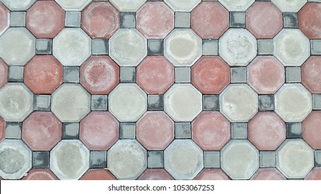 Texture,pattern Of Concrete Block,background,two Tone Color.Walk Way,side Walk,