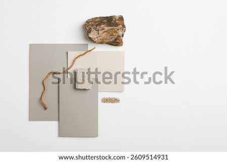 Textures mood board. Material samples interior design. Moodboard for architects styling and selection. Material samples, top view