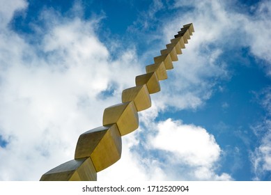 Tg. Jiu/Romania - April 2019
The Endless Column or Infinity Column, the work of the famous sculptor Constantin Brancusi on a blue sky. Unesco World Heritage. considered the top point of the modern Art