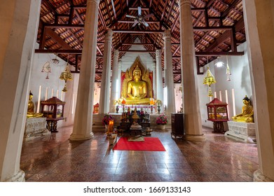 Tha Wung District, Lopburi / Thailand / February 29, 2020  :  Wat Lai (Phra Sri Ariya Temple). This temple where Phra Sri Ariya immage has been placed in the main chapel.