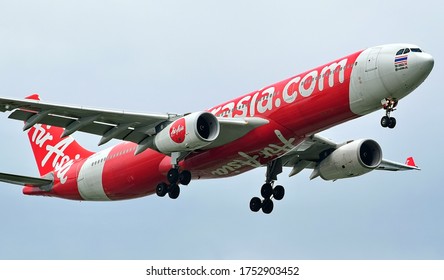 
Thai Airasia X Airbus A330-300 Landing At Don Muang Airport Bangkok.July 25,2018