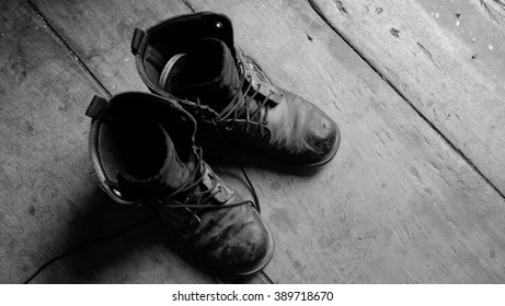 The Thai Army And Their Boots. Boots Is Very Dirty With Dust. My Father Is A Soldier When He Came Home He Always Take Off His Boots Stay With Sunlight.