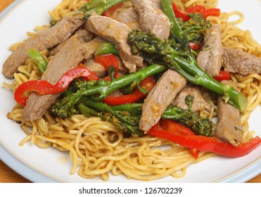 Thai Beef And Broccoli Stirfry With Noodles.