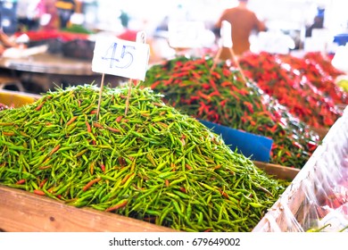 Thai chili peppers in the market