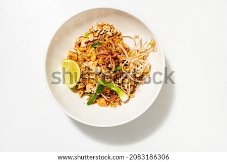 Thai cuisine vegetarian noodle pad chinese traditional food.