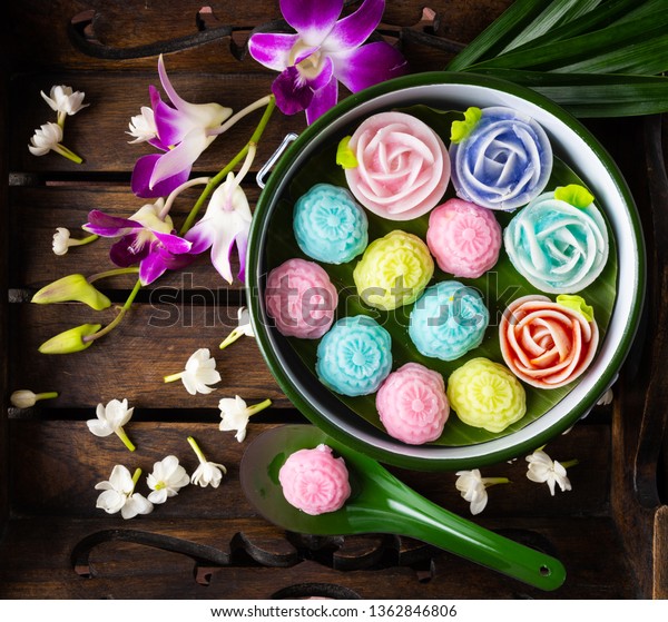 Thai Desserts Coconut Milk Eggs Khanom Stock Photo Edit Now 1362846806