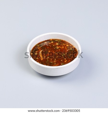 Thai dipping spicy sauce for barbecue (chicken,beef,pork) isolated on white background
