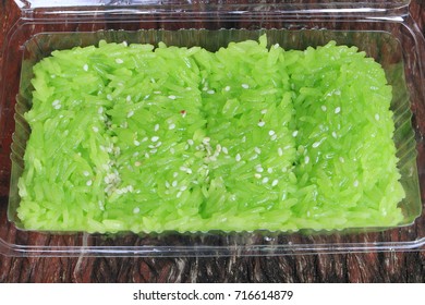 Thai Emerald Sticky Rice   In Packet On Wood Ground