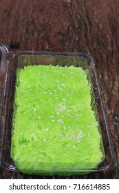 Thai Emerald Sticky Rice   In Packet On Wood Ground