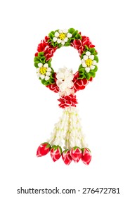 Thai flower garland on white background