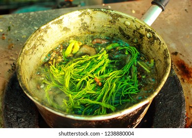 Thai food , Climbing wattle, Acacia, Cha-om with ants soup , Esan food , Mukdahan - thailand