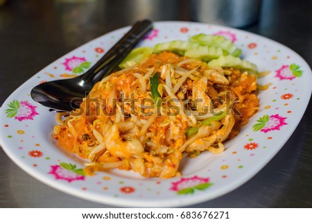 Thai food Pad thai, Stir fry noodles in padthai style in Thailand